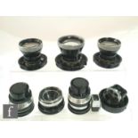A collection of Carl Zeiss/Zeiss Ikon camera lenses, to include a Jena cardinar 4/100, 6171445,