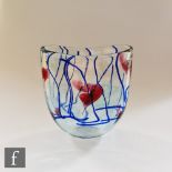 A late 20th Century Peter Layton 'Valentines' vase of compressed ovoid form, decorated with red