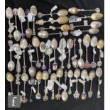 A parcel lot of assorted hallmarked silver souvenir teaspoons relating to Scottish towns to