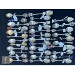A parcel lot of assorted hallmarked silver souvenir spoons relating to South Coast towns to