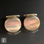 A pair of Danish silver swivel cufflinks of plain oval form, numbered 107, Georg Jensen.