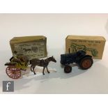 A Britains Home Farm Series 9F Horse Roller with stable lad, black horse and blue roller in one