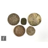 A Henry VIII (1526-44) groat, a Boemund IV Denier, other hammered coinage and a 1794 one lira. (5)