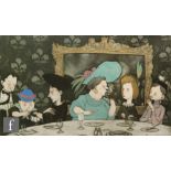 MICHAEL BARRATT (CONTEMPORARY) - 'Ladies who Lunch', etching, signed in pencil and numbered 130/150,