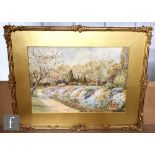 DOUGLAS MAPPIN (LATE 19TH/EARLY 20TH CENTURY) - A garden in bloom, watercolour, signed, framed, 29.