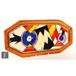 Clarice Cliff - Lightening - A shape 334 sandwich tray circa 1929, hand painted with a target and