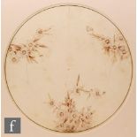 William Moorcroft (1872-1945) - A watercolour study for a plate roundel decorated with sepia tone