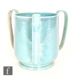 Ruskin Pottery - A lustre glazed tyg vase decorated in an all over blue glaze, impressed mark and