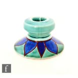 Clarice Cliff - Inspiration - A shape 331 candlestick circa 1930, hand painted with a repeat blue