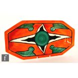 Clarice Cliff - Keyhole - A shape 334 sandwich tray circa 1929, radially hand painted with an
