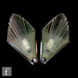 Unknown - A pair of wall lights in the Art Deco style, the shaped frosted glass with floral and
