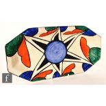 Clarice Cliff - Double V - A shape 334 sandwich tray circa 1929, radially hand painted with double V