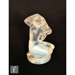 Lalique - A Floreal glass mascot, formed as a female nude kneeling amongst flowers, all in a
