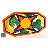 Clarice Cliff - Double V - A shape 334 sandwich tray circa 1930, radially hand painted with