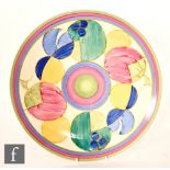 Clarice Cliff - Pastel Melon - A 10in dish form wall plaque circa 1934, radially hand painted with a