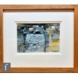 John Elwyn (1916-1997) - Farm Walls, gouache, bears stamped signature, framed, 19cm x 27cm, frame