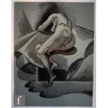Albert Wainwright (1898-1943) - Reclining female nude, monochrome wash on grey paper, inscribed '