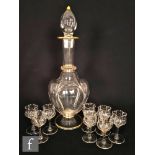 Lobmeyr - A late 19th Century drinks set, circa 1890s, comprising a clear crystal decanter with