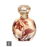 Galle - An early 20th Century cameo glass and hallmarked silver scent bottle, of compressed ovoid