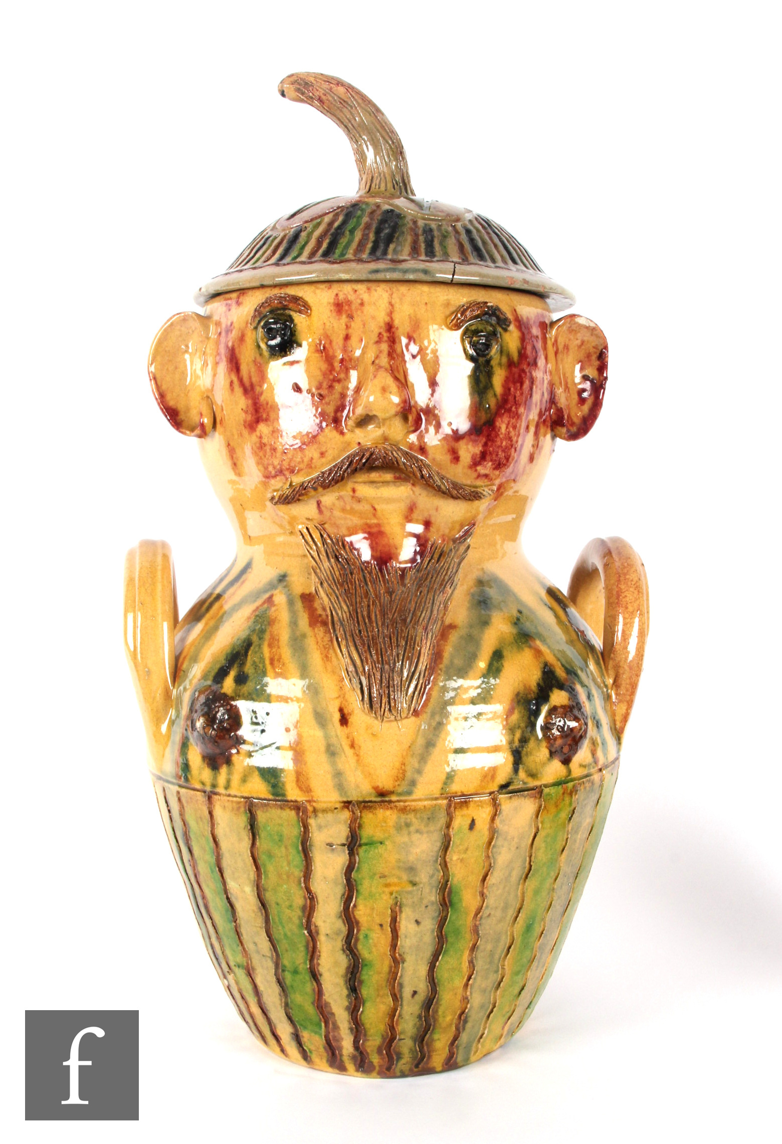 Unknown - A large early 20th Century continental Arts and Crafts jar and cover modelled as a - Image 6 of 6