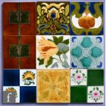 Various - Nine assorted late 19th to early 20th Century 6in dust pressed tiles with moulded