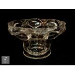 Stuart & Sons - An early 20th Century Art Nouveau footed glass vase, with wide rim, decorated with