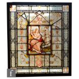 Unknown - A late Victorian stained and painted leaded glass window, with central reserve filled with