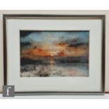 William Selwyn (B. 1933) - Sunset, watercolour with scratching out, signed, framed, 36cm x 53cm,