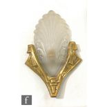 Unknown - A 1930s Art Deco Odeon style wall light, the frosted palmette shaped frosted glass