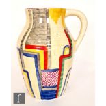 Clarice Cliff - Tennis - A 10" (Isis size) singled handled Lotus jug circa 1930, hand painted in