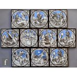 John Moyr Smith - Mintons China Works - Ten Idylls of the King series 6in dust pressed tiles