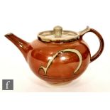 David Frith - Brookhouse Pottery - A contemporary teapot decorated with a brown gloss glaze with wax