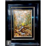 Attributed to Patrick Chazalas - Limoges - An enamel on copper , depicting a woodland stream in