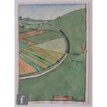 Albert Wainwright (1898-1943) - Long Furlong, a pen, ink and watercolour landscape view of a road