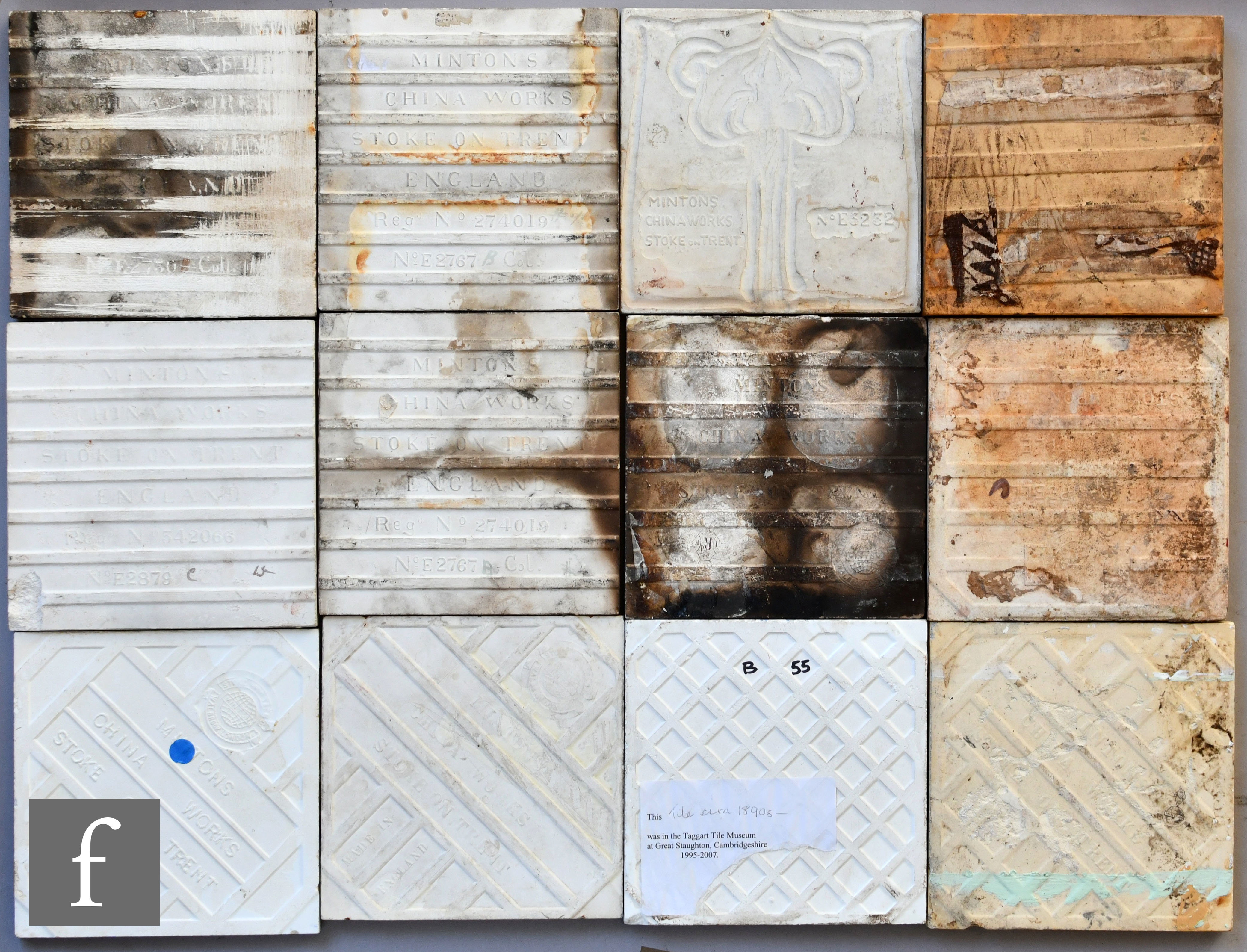 Various - Twelve assorted late 19th to early 20th Century 6in dust pressed tiles to include Art - Image 2 of 2