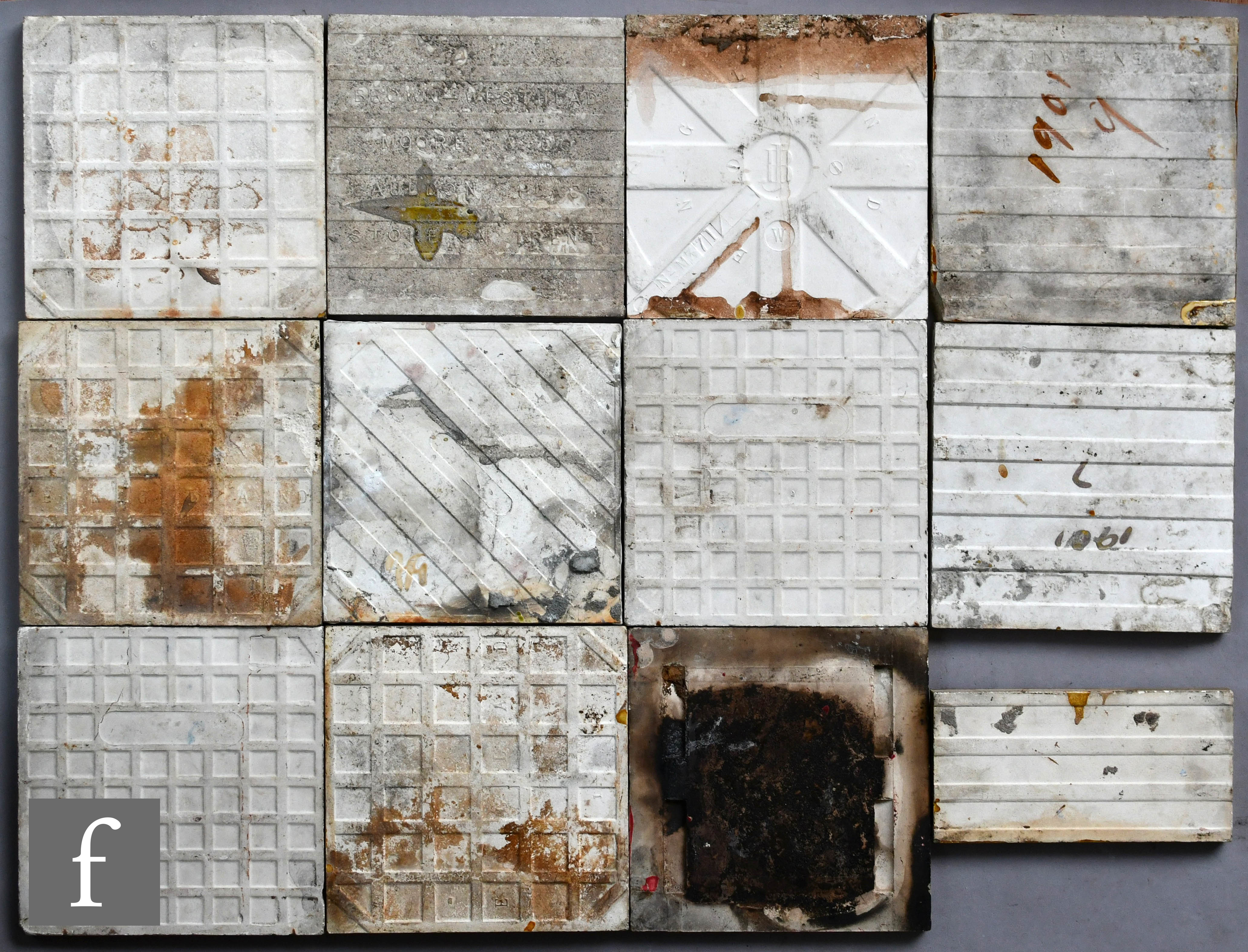 Various - Twelve assorted late 19th to early 20th Century 6in dust pressed tiles with moulded - Image 2 of 2