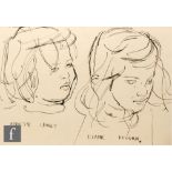 Robert Oscar Lenkiewicz (1941-2002) - Portrait sketches of Annette Langly and Elaine Duggan, pen and