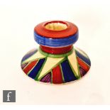 Clarice Cliff - Original Bizarre - A small shape 331 squat candlestick circa 1929, hand painted with