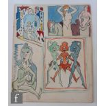 Albert Wainwright (1898-1943) - A pen, ink and watercolour study of female figures, some comic and