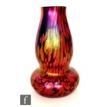 Poschinger - An early 20th Century glass vase, circa 1910, of gourd form and decorated with red