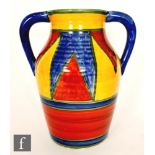 Clarice Cliff - Original Bizarre - A double handled Lotus jug circa 1928, hand painted with repeat