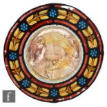 Unknown - A late 19th Century stained and panel leaded glass window roundel, with central