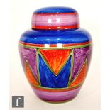 Clarice Cliff - Original Bizarre - A Ginger Jar and cover circa 1927, hand painted with a panel of