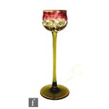Theresienthal - An early 20th Century drinking glass with a cup bowl with everted rim, decorated