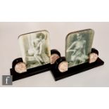 Unknown - A pair of Art Deco 1930s black slate and rouge marble picture frames, the rectangular