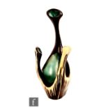 Colin Melbourne - Beswick - A 1950s shape 1408 Trifid vase, the exterior decorated in a matt black