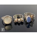 Scandinavian School - Three assorted silver rings to include a Swedish design and two stone set