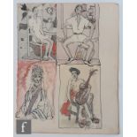 Albert Wainwright (1898-1943) - A group of four pen, ink and watercolour sketches showing studies of