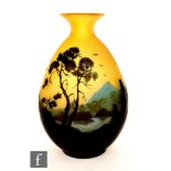 Galle - An early 20th Century cameo glass vase, circa 1900, of compressed ovoid form with everted