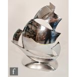 Unknown - A 1930s chrome plated figure of a stylised galleon in full sale, raised on an oval